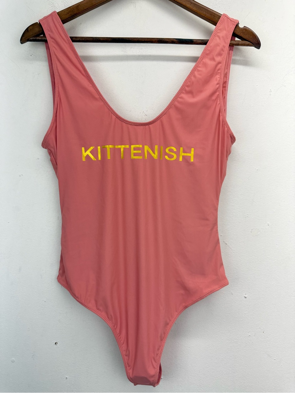 Kittenish size Large Women’s Pink Gold One Piece Swimsuit NWT
